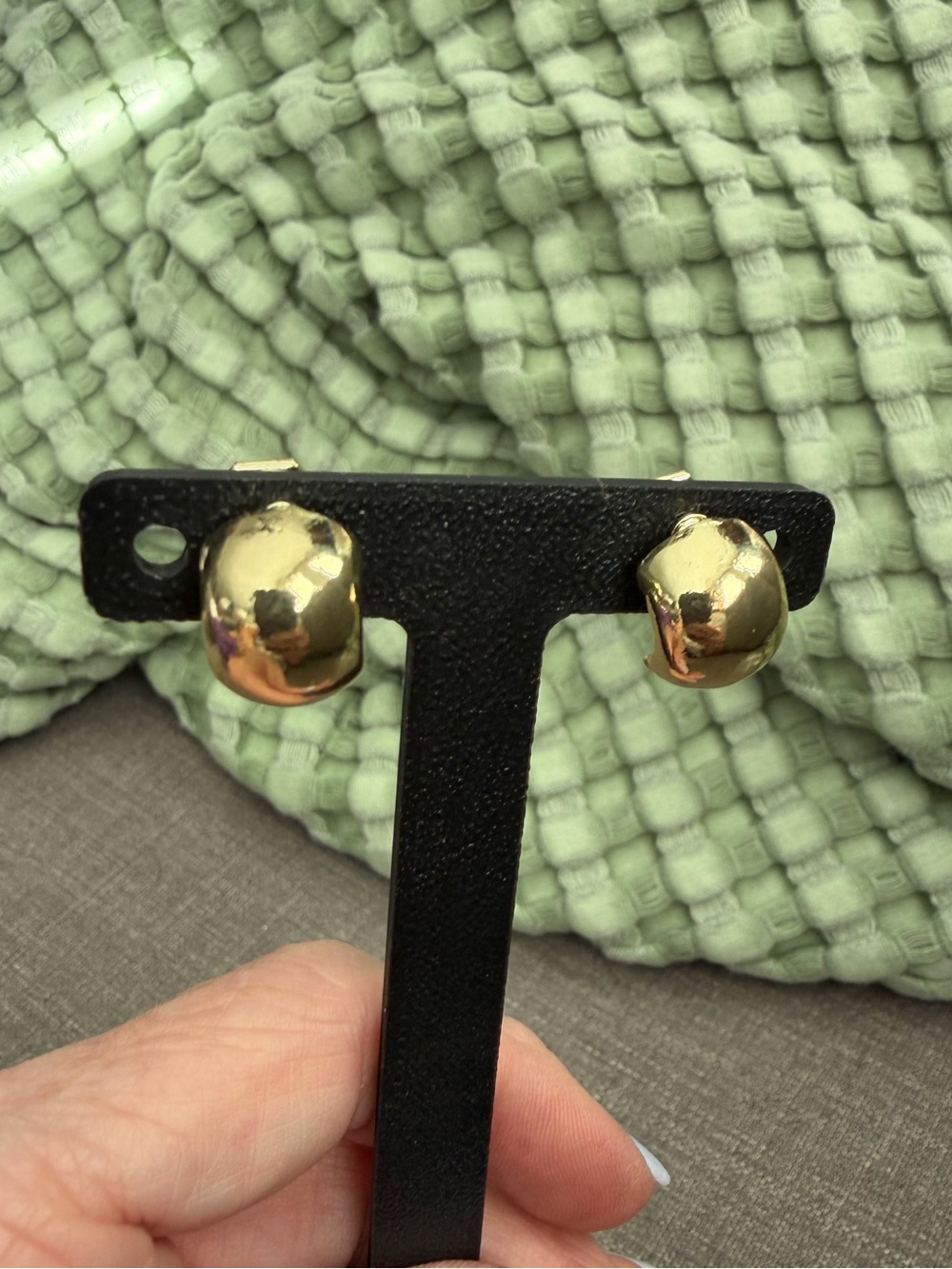 Gold Tone Chunky Dome Clip-On Earrings Polished Statement Style